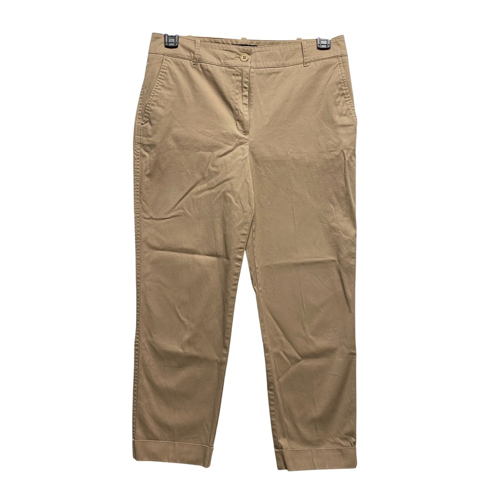 Talbots Women's Khaki Chino Pants Cropped Leg Cuffed Size 8‎ - Picture 5 of 11